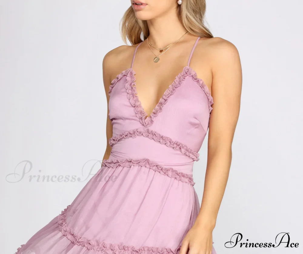 Charming Ruffles Stylish Chiffon Dress