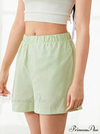 Checked Banded Button Lounge Short