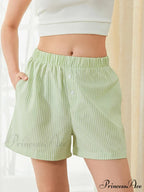 Checked Banded Button Lounge Short