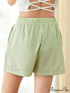 Checked Banded Button Lounge Short