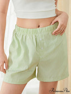 Checked Banded Button Lounge Short