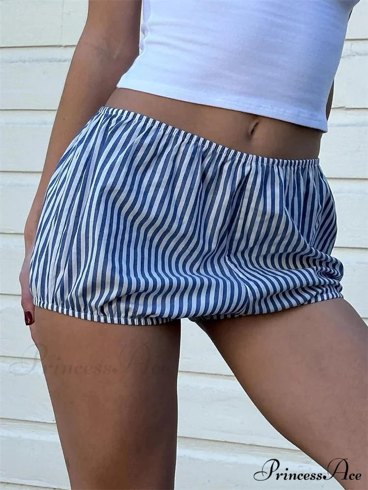 Checked Banded Elastic Waist Short