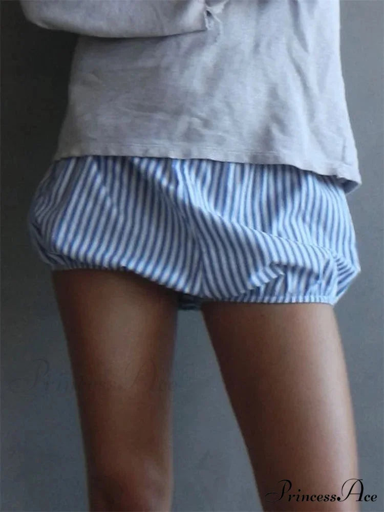 Checked Banded Elastic Waist Short
