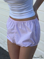 Checked Banded Elastic Waist Short