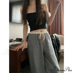 Checked Elevated Waist Loose Trousers