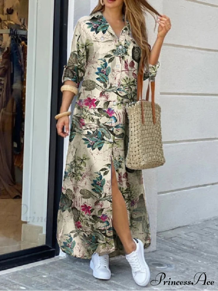 Checked Plaid Robe Maxi Beach Dress