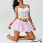 Checkered Blossom Lace Patchwork Skirt