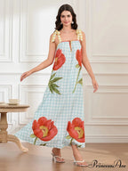 Checkered Blossom Sleeveless Tank Floral Dress