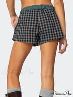 Checkered Boxer Stretchy Waist Short
