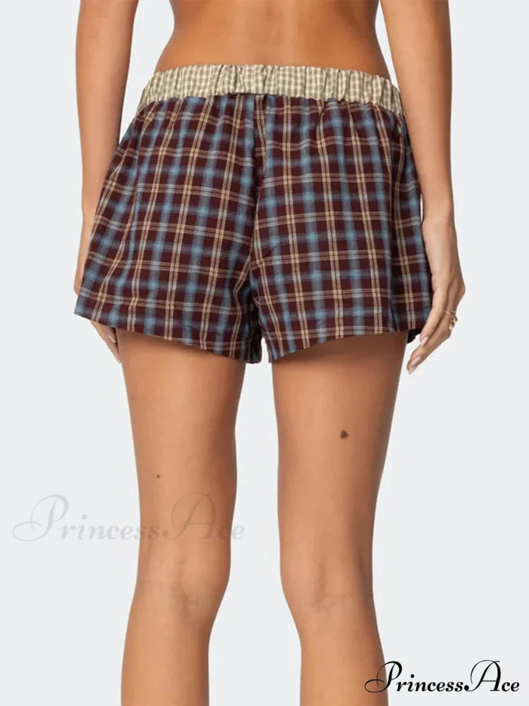 Checkered Boxer Stretchy Waist Short