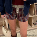 Checkered Boxer Stretchy Waist Short