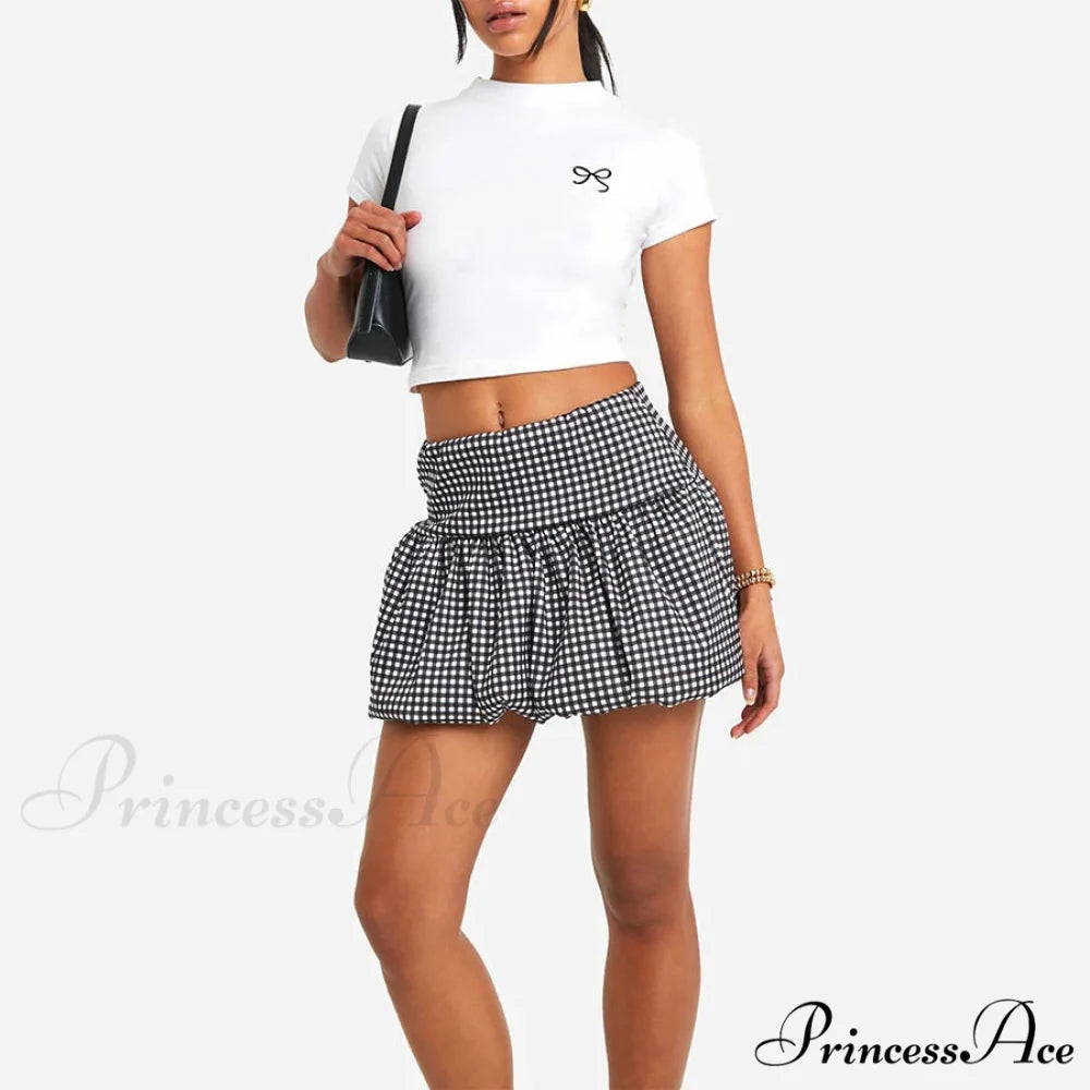 Checkered Bubble Tartan Style Skirt
