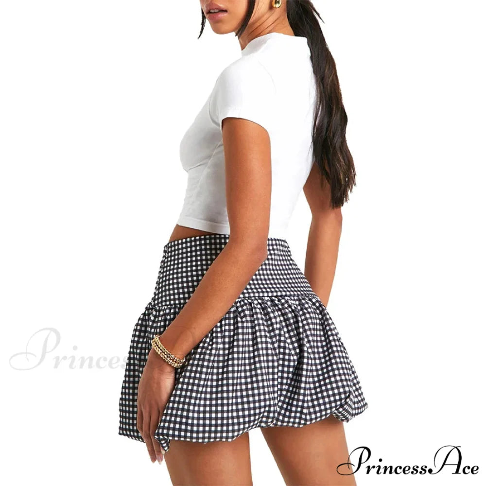 Checkered Bubble Tartan Style Skirt