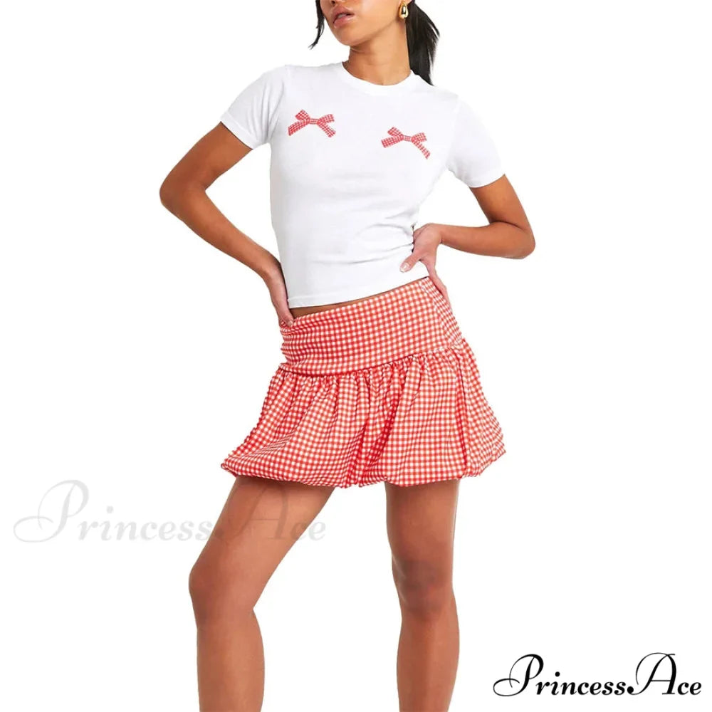 Checkered Bubble Tartan Style Skirt