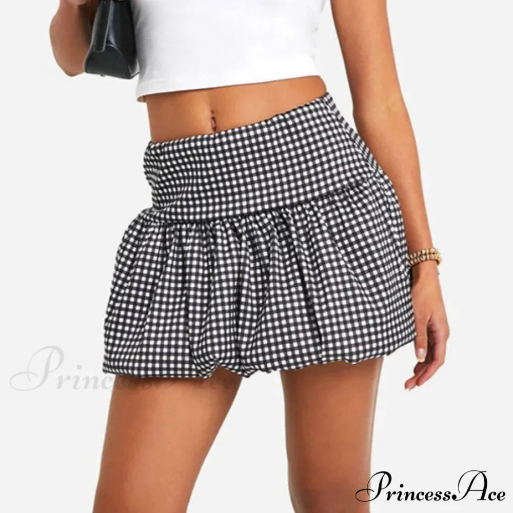 Checkered Bubble Tartan Style Skirt