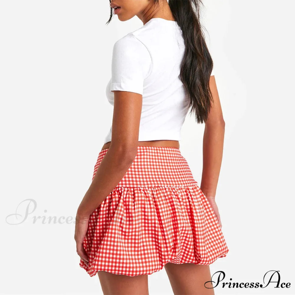 Checkered Bubble Tartan Style Skirt