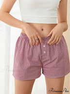 Checkered Button Lounge Pajama Short