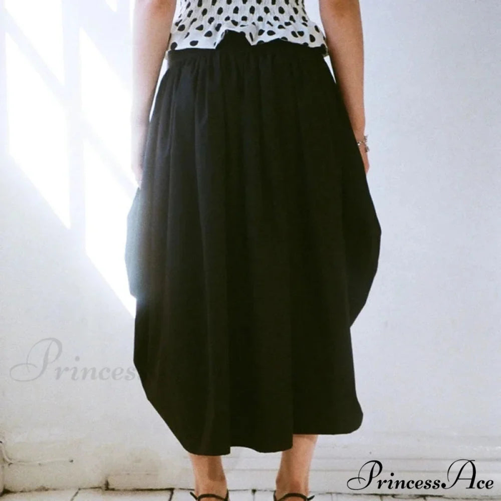 Checkered Cinched Waist Long Skirt