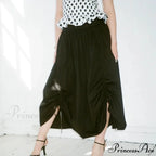 Checkered Cinched Waist Long Skirt