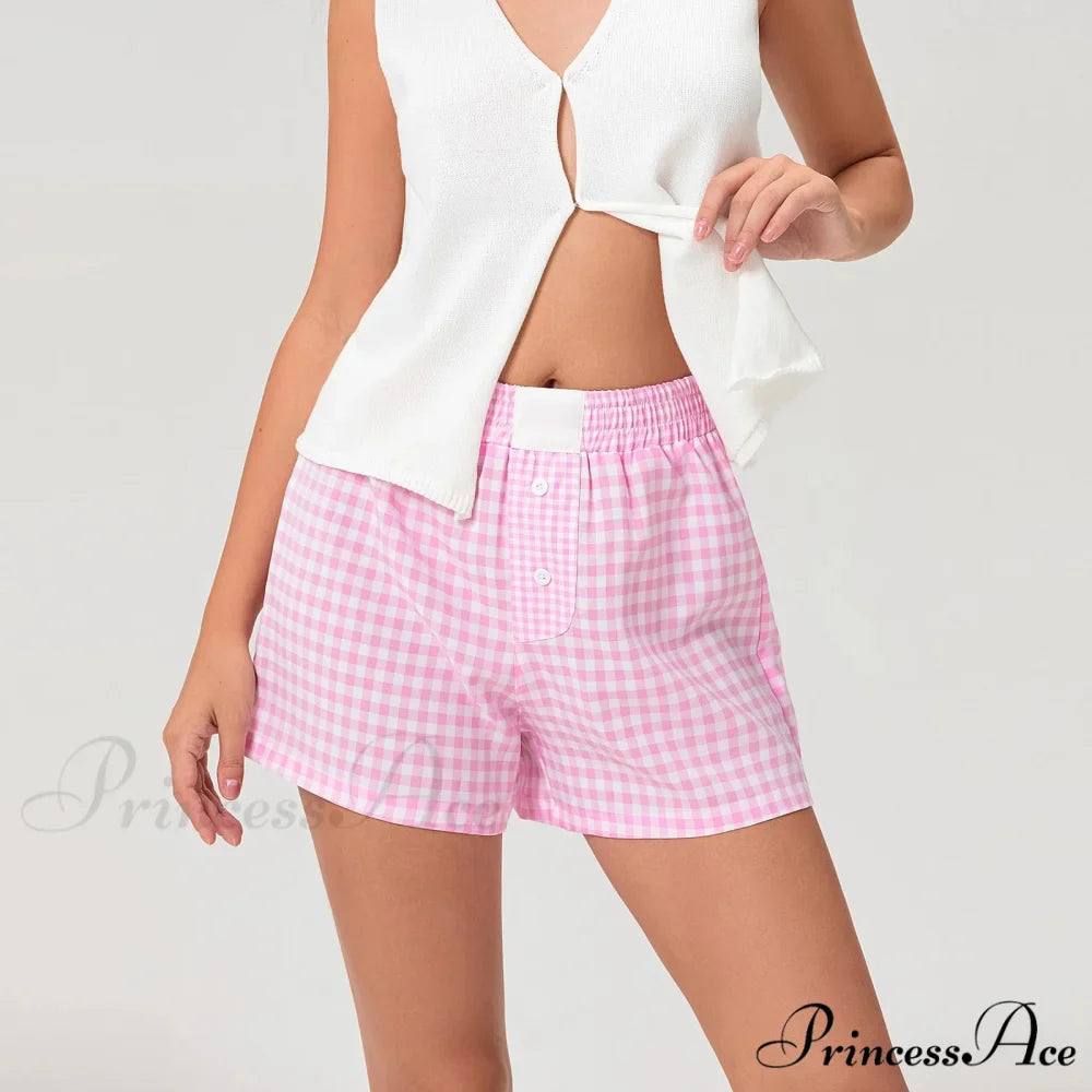 Checkered Different Button Lounge Short