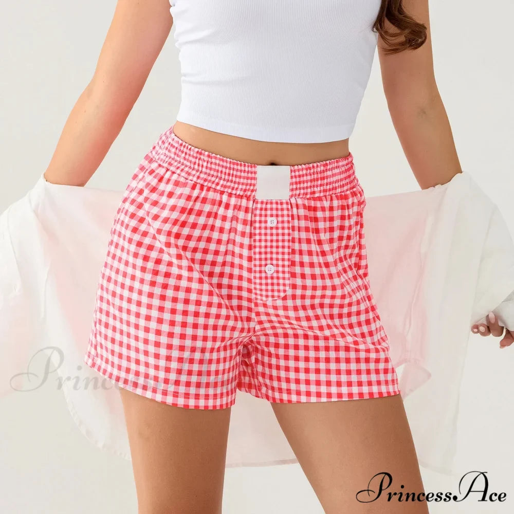 Checkered Different Button Lounge Short