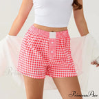 Checkered Different Button Lounge Short