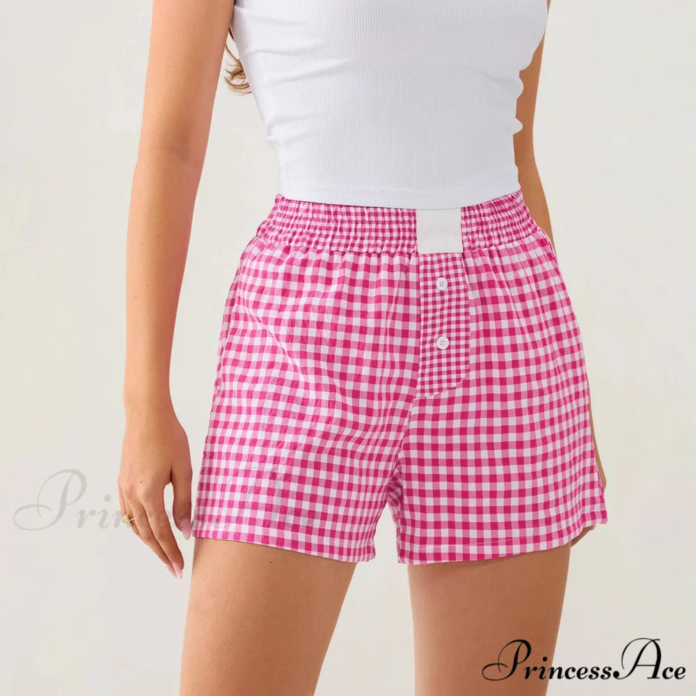 Checkered Different Button Lounge Short