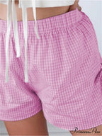 Checkered Divided Lace-Up Empty Brief