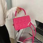 Checkered Faux Leather Designer Crossbody Purse