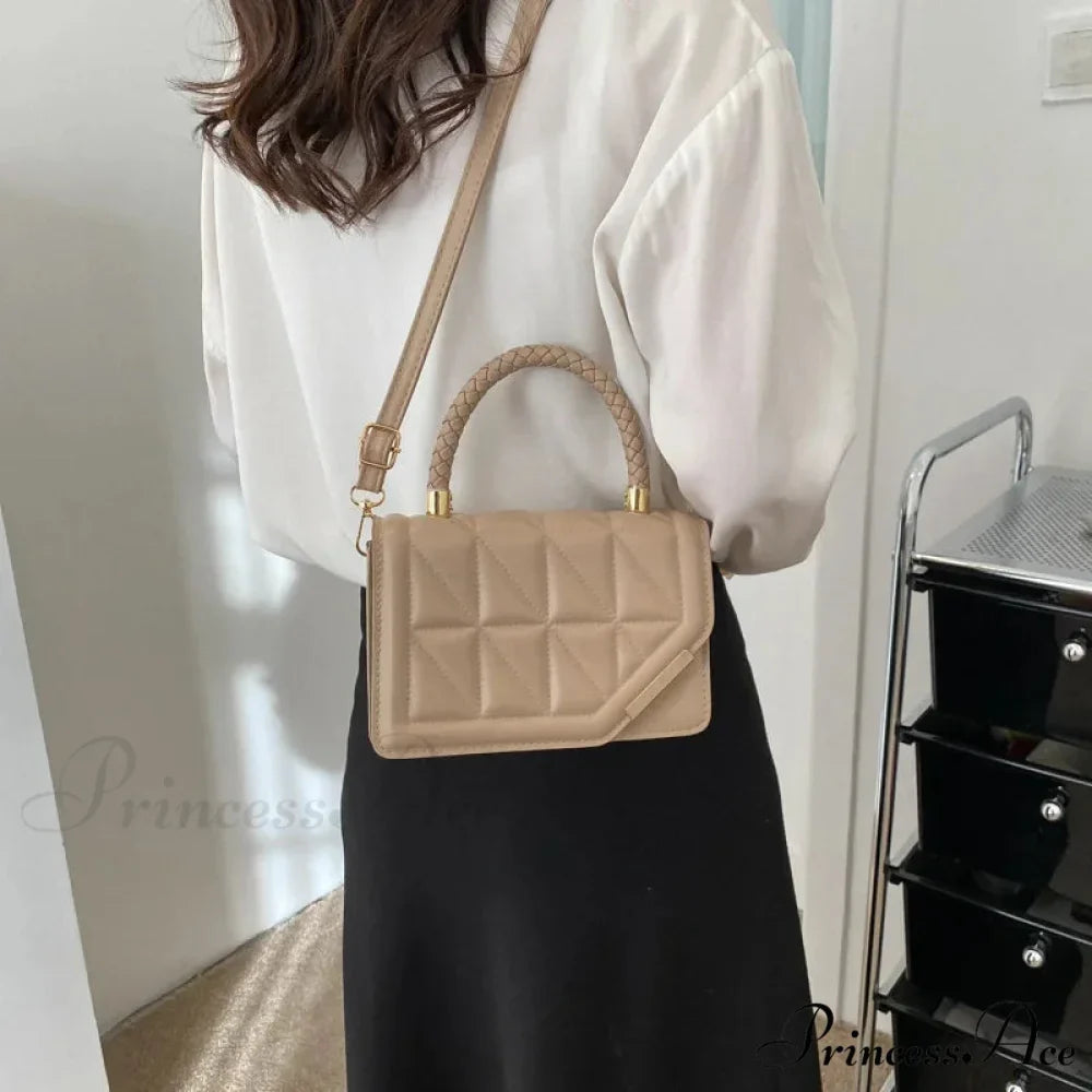 Checkered Faux Leather Designer Crossbody Purse