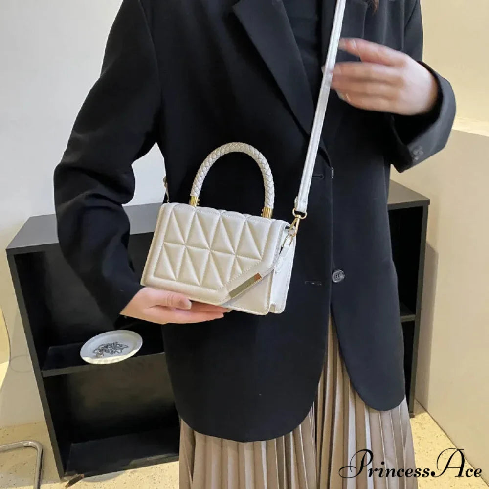 Checkered Faux Leather Designer Crossbody Purse