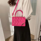 Checkered Faux Leather Designer Crossbody Purse