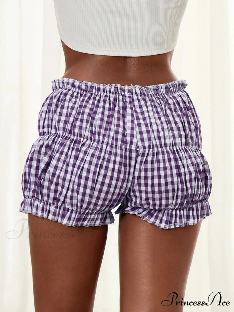 Checkered Frill Hem Bloomer Short