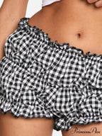 Checkered Frill Hem Bloomer Short