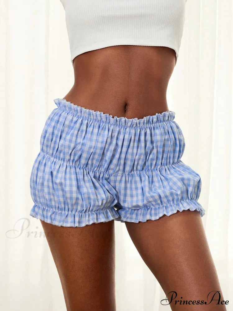 Checkered Frill Hem Bloomer Short