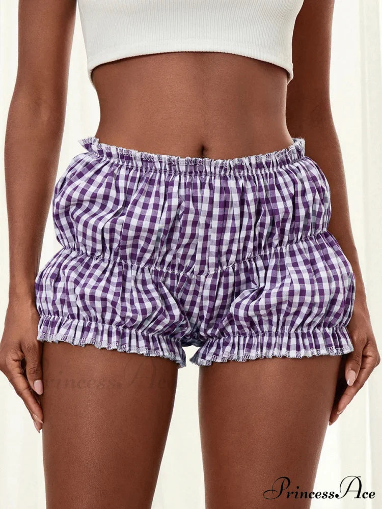 Checkered Frill Hem Bloomer Short