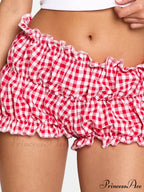 Checkered Frill Hem Bloomer Short
