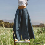 Checkered Frill Plaid Midi Skirt