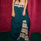 Checkered Frill Plaid Midi Skirt