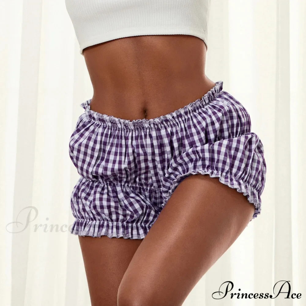 Checkered Frill Tiered Flounce Short