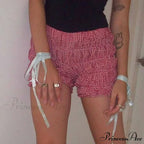 Checkered Frill Tiered Low-Cut Short