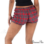 Checkered Frill Tiered Low-Cut Short