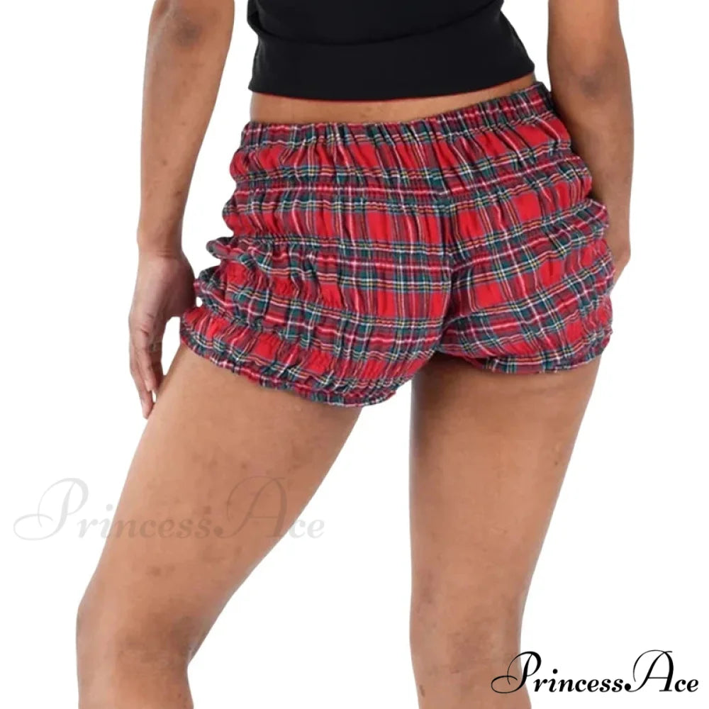 Checkered Frill Tiered Low-Cut Short