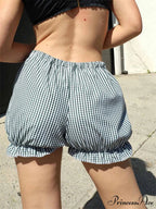 Checkered Frilled Cinched Bloomer Short