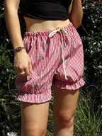 Checkered Frilled Cinched Bloomer Short