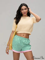 Checkered Frilled Hem Baggy Short