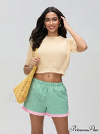 Checkered Frilled Hem Baggy Short