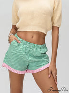 Checkered Frilled Hem Baggy Short