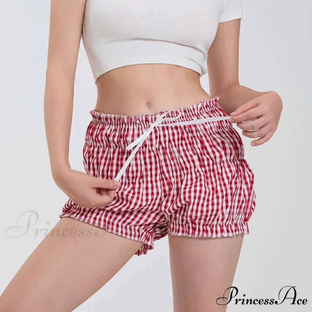 Checkered Frilled Sleepwear Bloomer Short