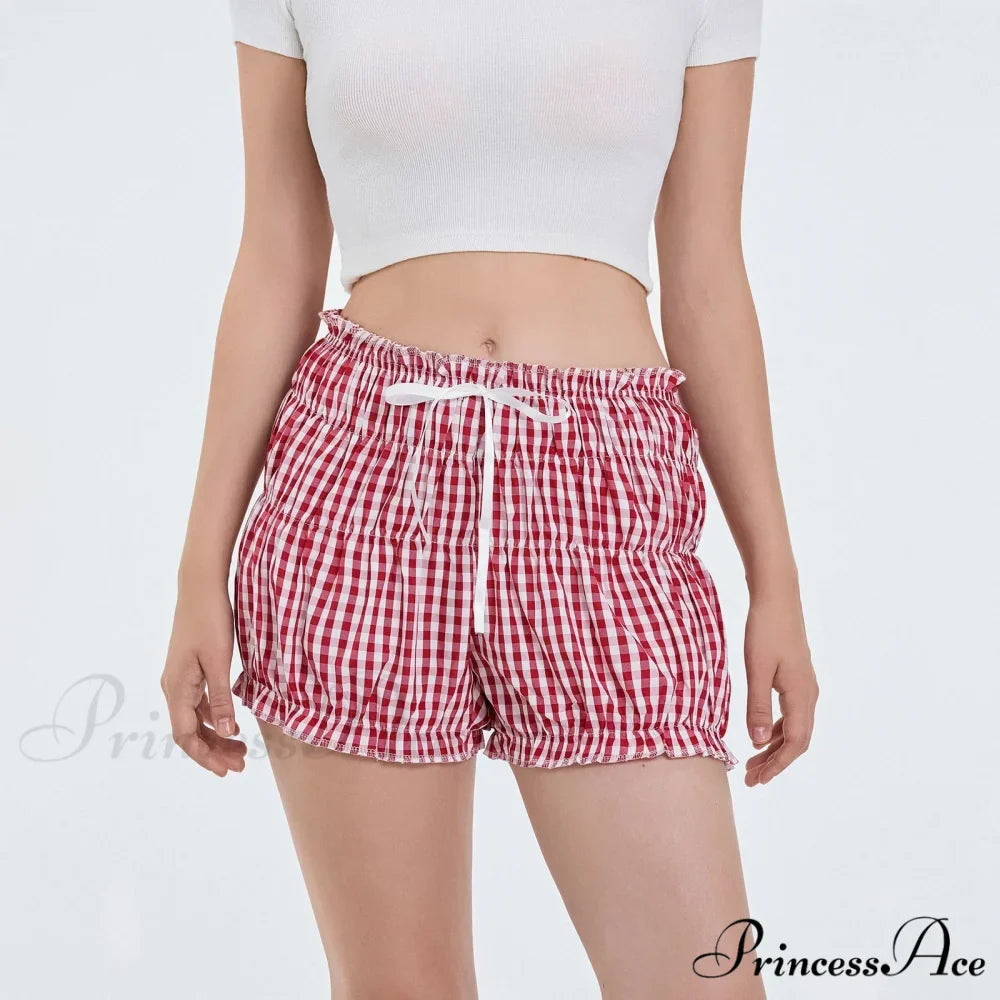 Checkered Frilled Sleepwear Bloomer Short